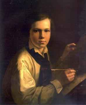 Portrait Of The Artist's Son At The Easel Artwork by Vasily Tropinin