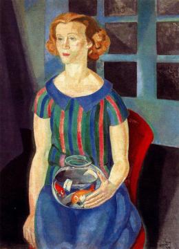 Young Analisa With A Fishbowl Artwork by Daniel Vazquez Diaz