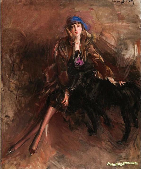 Lady With Black Greyhound Artwork by Giovanni Boldini