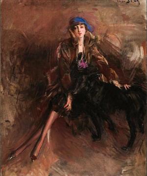 Lady With Black Greyhound Artwork by Giovanni Boldini