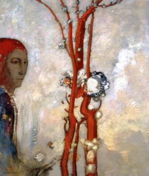 Red Bush Artwork by Odilon Redon
