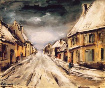 Snowy Street Artwork by Maurice De Vlaminck