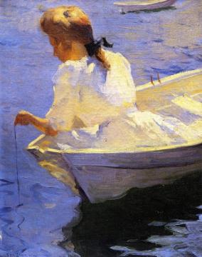 Eleanor in the Dory Artwork by Frank Weston Benson