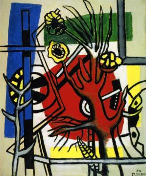 A Tree on a Red Background Artwork by Fernand Léger
