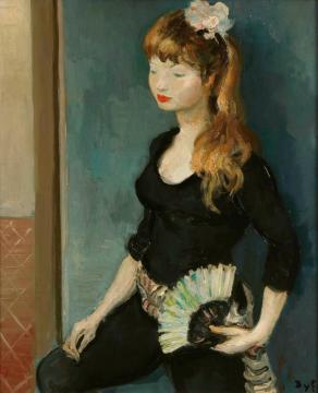 Claudine With A Fan Artwork by Marcel Dyf