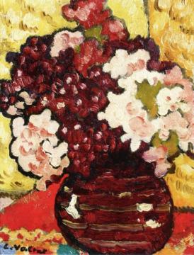 Carnations In A Round Red Vase Artwork by Louis Valtat