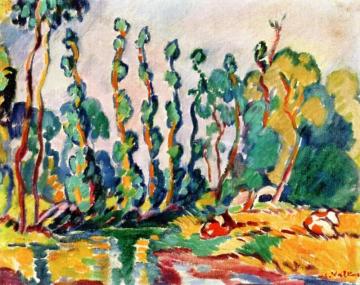 Cows And Poplars Artwork by Louis Valtat