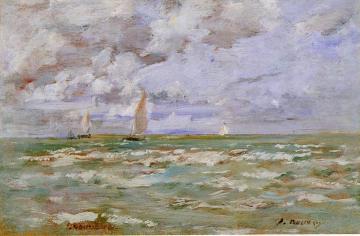 Standing off Deauville Artwork by Eugène-Louis Boudin