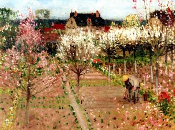 The Gardener in the Garden at Veneux les Sablons Artwork by Pierre Eugène Montézin