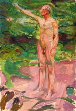 Male Nude in the Woods Artwork by Edvard Munch