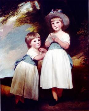 Portrait Of Two Children In A Landscape Artwork by George Romney