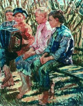 Merry Company Artwork by Nikolai Petrovich Bogdanov-belsky