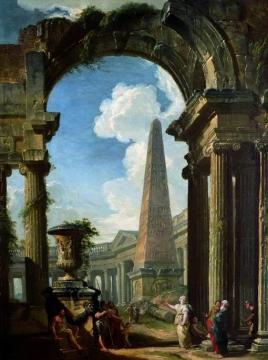 Ruins of a Temple with a Sibyl Artwork by Giovanni Paolo Pannini