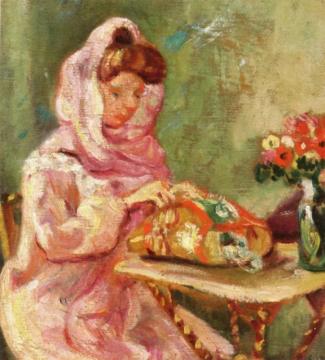 Suzanne Valtat Embroidering Artwork by Louis Valtat