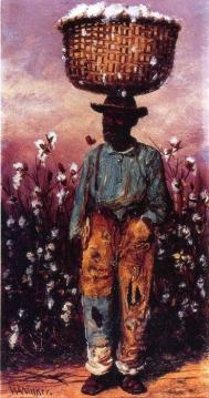 Negro Man With Basket Of Cotton On Head Artwork by William Aiken Walker