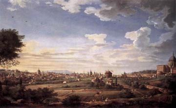 View of Rome from Mt. Mario, in the Southeast Artwork by Giovanni Paolo Pannini