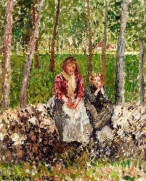 Peasants beneath Trees at Moret Artwork by Camille Pissarro