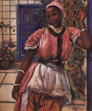 Moroccan woman wearing a pink dress Artwork by Zinaida Serebriakova