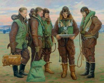 Aircrew Group At Raf Tangmere Artwork by William Rothenstein