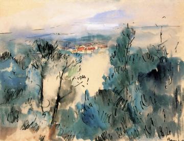 Landscape With Red Roofs Artwork by Maurice De Vlaminck