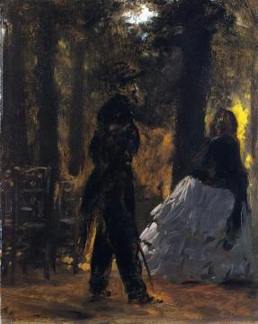 Policeman And Lady In The Tuileries Gardens Artwork by Adolph von Menzel