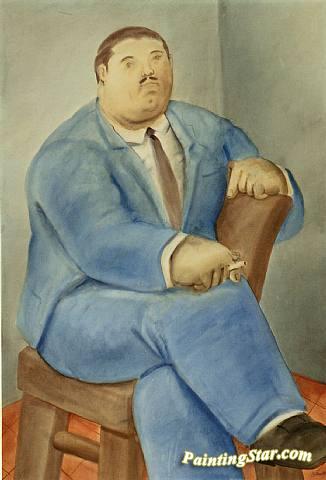 Man Seated Artwork by Fernando Botero