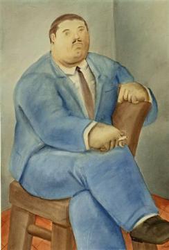 Man Seated Artwork by Fernando Botero