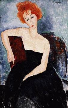 Young Redhead in an Evening Dress Artwork by Amedeo Modigliani