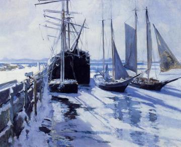 Connecticut Shore, Winter Artwork by John Twachtman