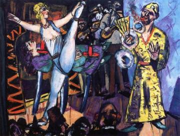 Large Variety Show with Magician and Dancer Artwork by Max Beckmann