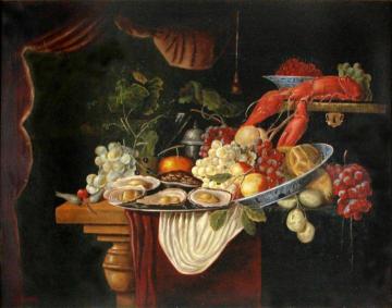 Still Life with Seafood Artwork by Hans Zatzka