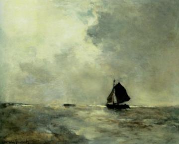 Sailing Boat In Choppy Seas Artwork by Johan Hendrik Weissenbruch