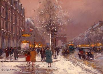 Champs Elysees, Winter Artwork by Edouard Léon Cortes