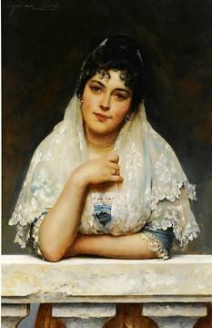 On The Balcony Artwork by Eugen Von Blaas