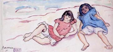 Two Small Girls Artwork by Jules Pascin