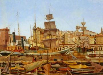 Marseilles Harbour, Quai Du Port Artwork by Edward Wadsworth