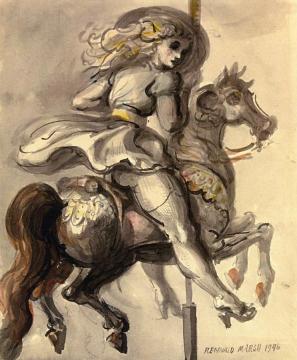 Woman On A Carousel Artwork by Reginald Marsh