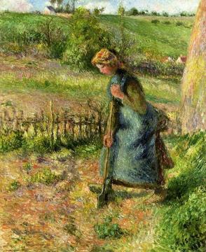 Woman Digging Artwork by Camille Pissarro