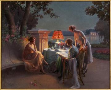 Three Women On The Terrace Artwork by Delphin Enjolras