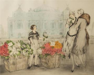 Flower Seller In Paris Artwork by Louis Icart