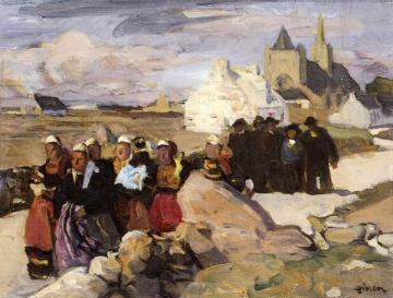 Breton Men and Women Artwork by Lucien Simon