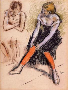 Dancer with Red Stockings Artwork by Edgar Degas