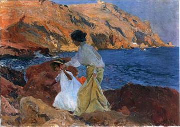 Clotilde And Elena On The Rocks At Javea Artwork by Joaquin Sorolla y Bastida