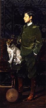 Juaquín Sorolla Garcia and His Dog Artwork by Joaquin Sorolla y Bastida