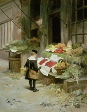 Little Boy At The Market Artwork by Victor Gabriel Gilbert