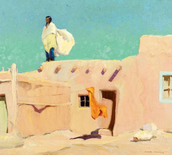 Summer Day, Taos Pueblo Artwork by Victor Higgins