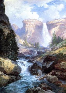 Waterfall In Yosemite Artwork by Thomas Moran