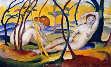 Nudes in the Open Air Artwork by Franz Marc