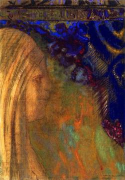 Profile On Tapestry Artwork by Odilon Redon