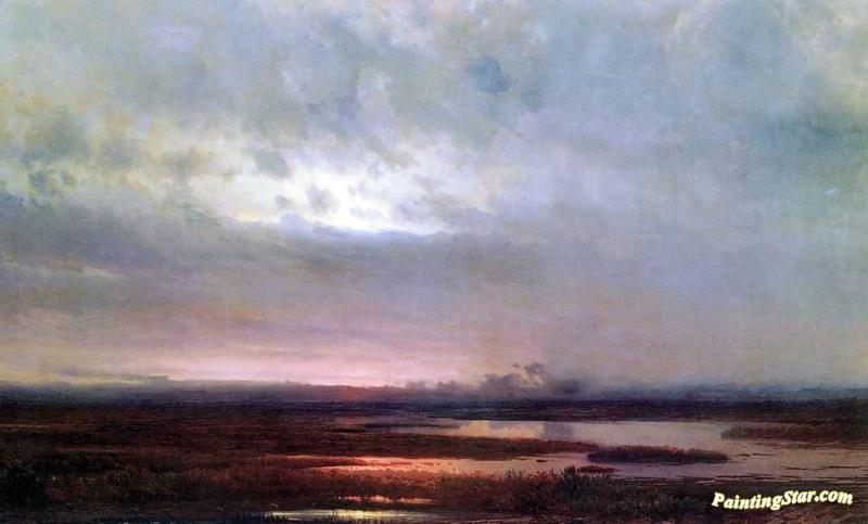 Sunset Above Marsh Artwork by Alexei Kondratevich Savrasov
